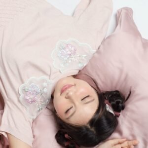 JOY - Miko Floral Embellishment Knit Top in Pastel Pink