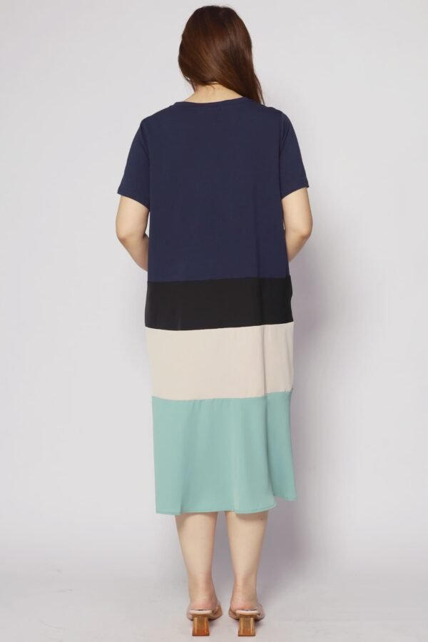 Ivon Colourblock Dress in Blue - Image 6