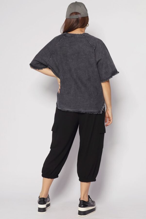 Johan Fringe Top in Black Denim - Image 6