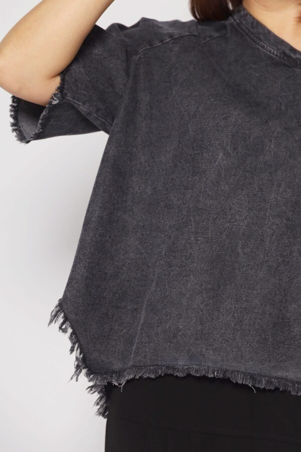 Johan Fringe Top in Black Denim - Image 10