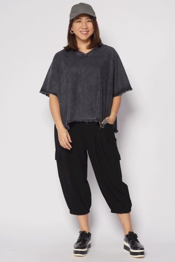 Johan Fringe Top in Black Denim - Image 2