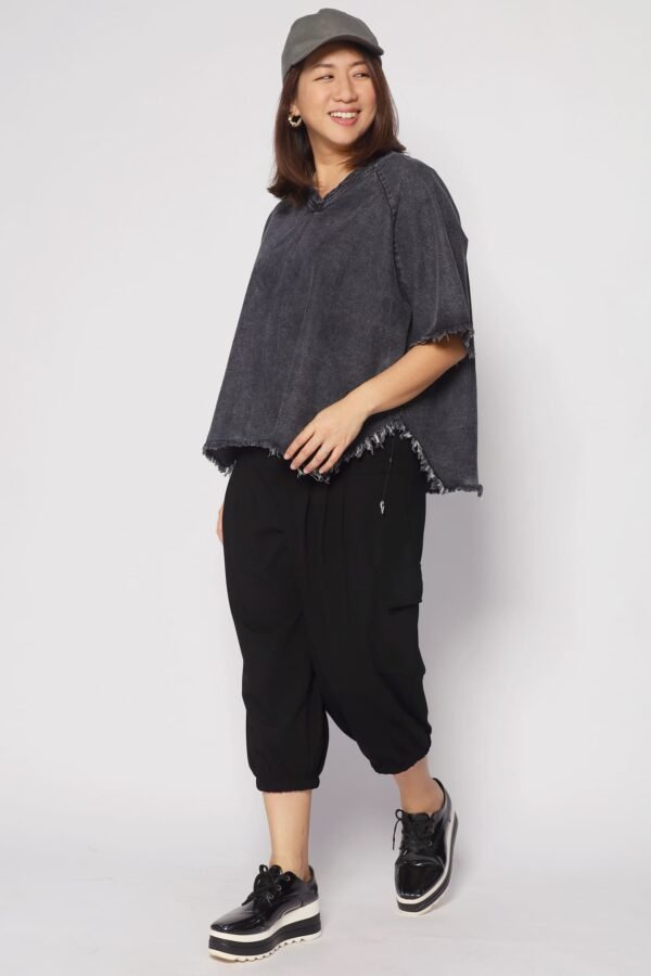 Johan Fringe Top in Black Denim - Image 4