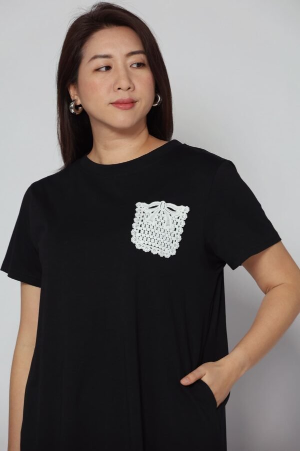 Backorders Louisa Crochet Pocket Dress in Black - Image 2