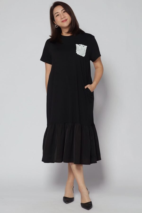 Backorders Louisa Crochet Pocket Dress in Black - Image 4