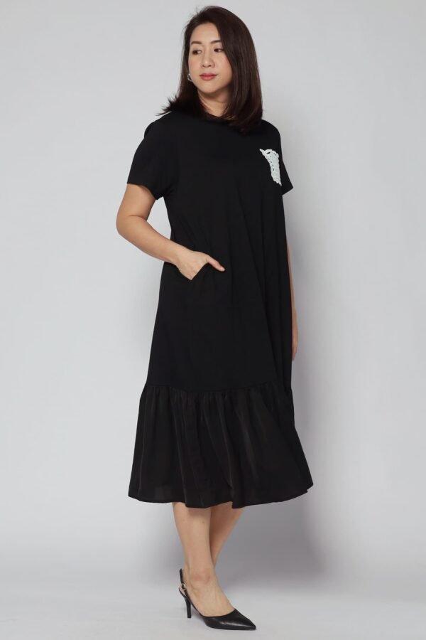 Backorders Louisa Crochet Pocket Dress in Black - Image 5