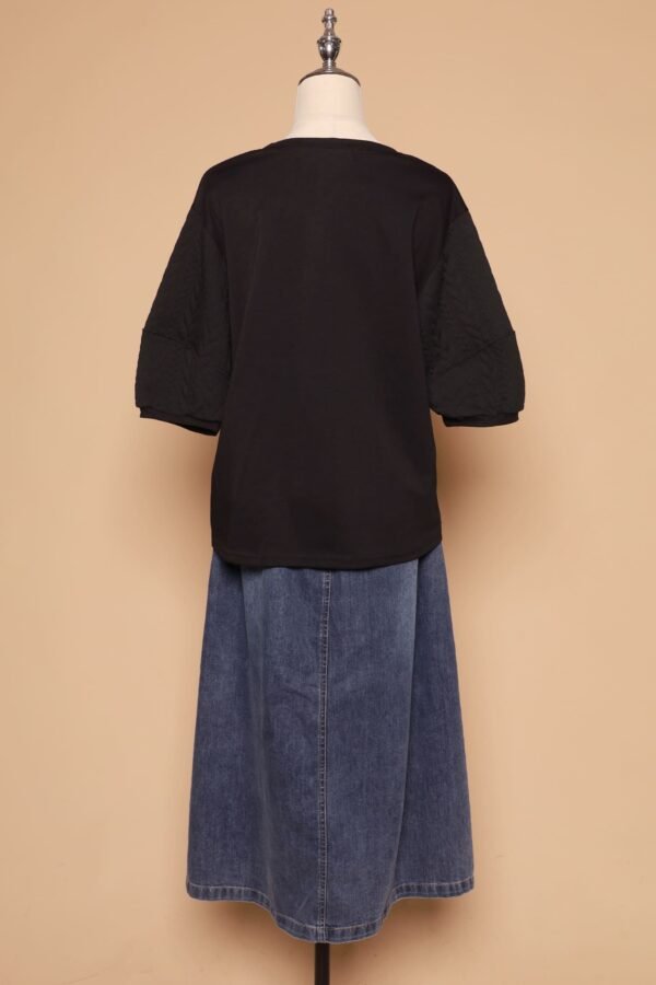 PO - Yuan Embossed Sleeves Top in Black - Image 6