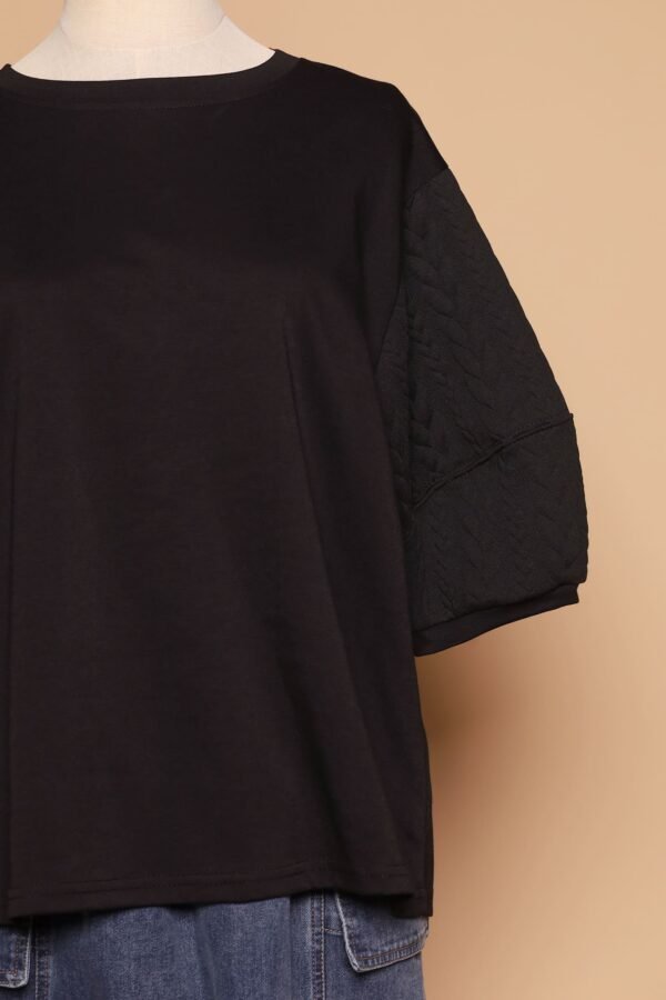 PO - Yuan Embossed Sleeves Top in Black - Image 5