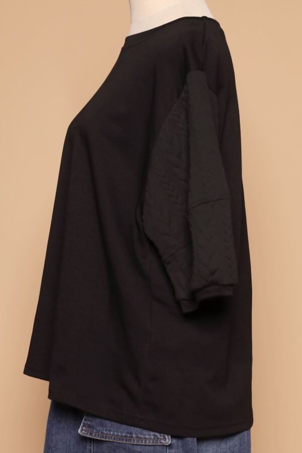PO - Yuan Embossed Sleeves Top in Black - Image 4