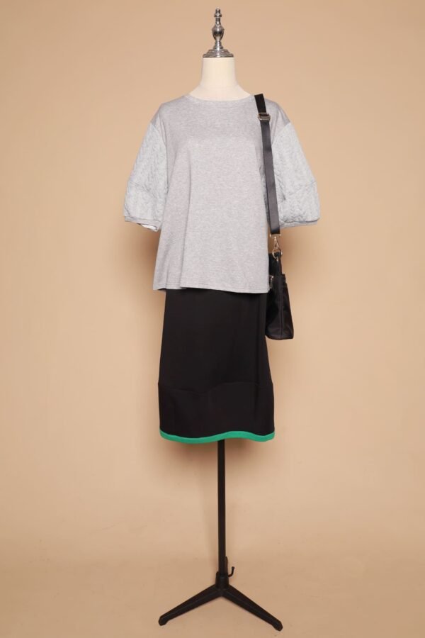 PO - Yuan Embossed Sleeves Top in Grey - Image 7