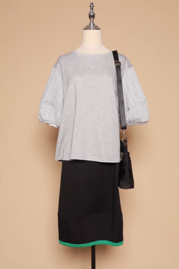 PO - Yuan Embossed Sleeves Top in Grey - Image 3