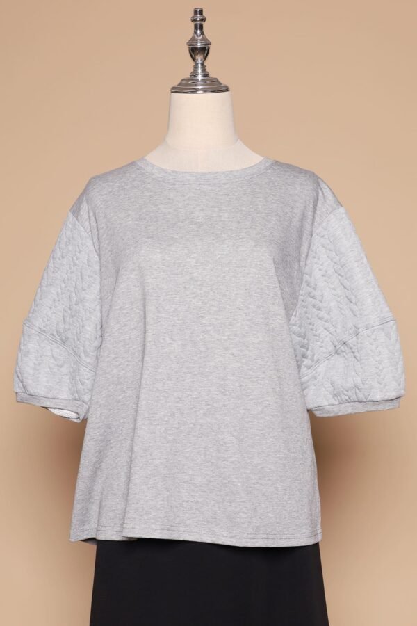 PO - Yuan Embossed Sleeves Top in Grey - Image 5
