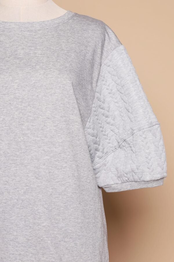 PO - Yuan Embossed Sleeves Top in Grey - Image 2