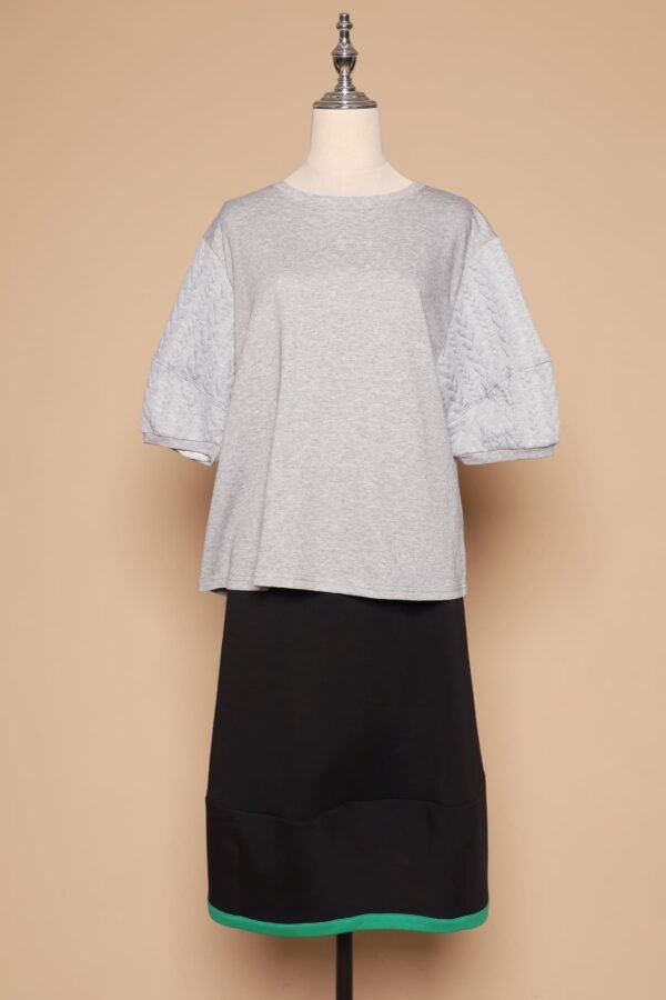 PO - Yuan Embossed Sleeves Top in Grey - Image 4