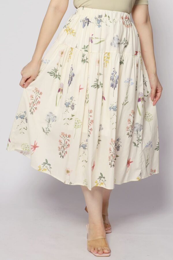 Zann Floral Skirt in Cream - Image 2