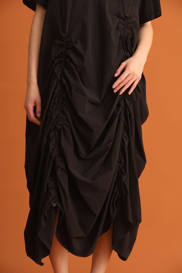 CHOSEN - Jiwon Ruched Drawstring Dress in Black - Image 11
