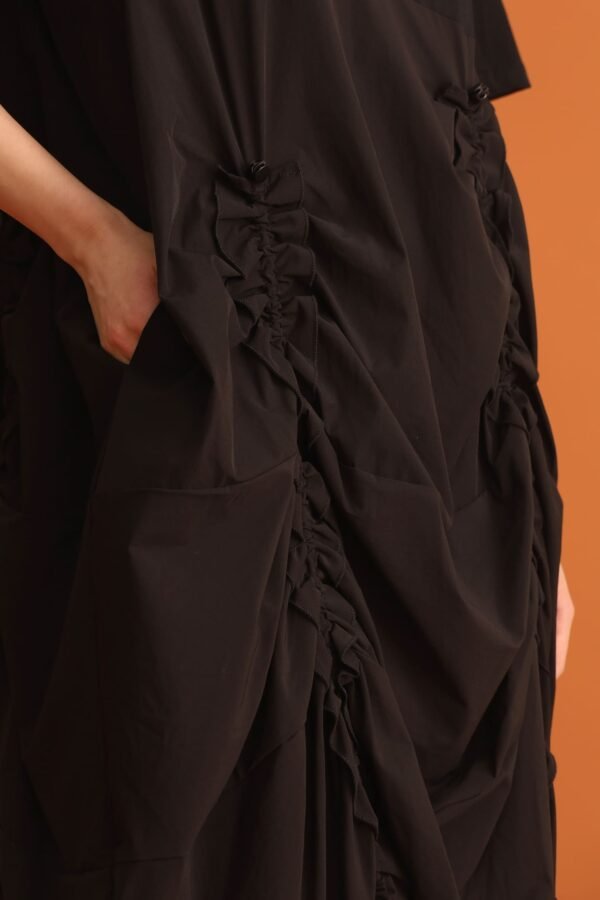 CHOSEN - Jiwon Ruched Drawstring Dress in Black - Image 12