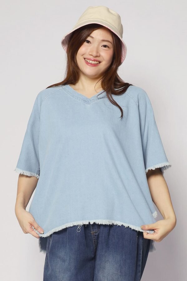 Johan Fringe Top in Blue Denim - Image 7
