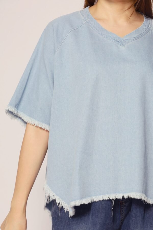 Johan Fringe Top in Blue Denim - Image 8