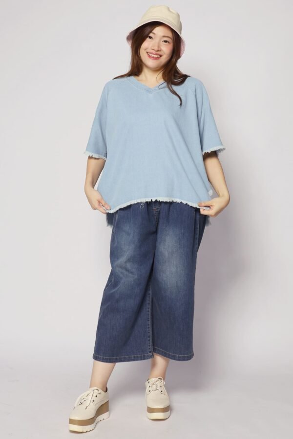 Johan Fringe Top in Blue Denim - Image 3
