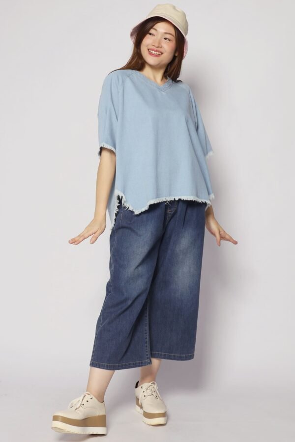 Johan Fringe Top in Blue Denim - Image 4