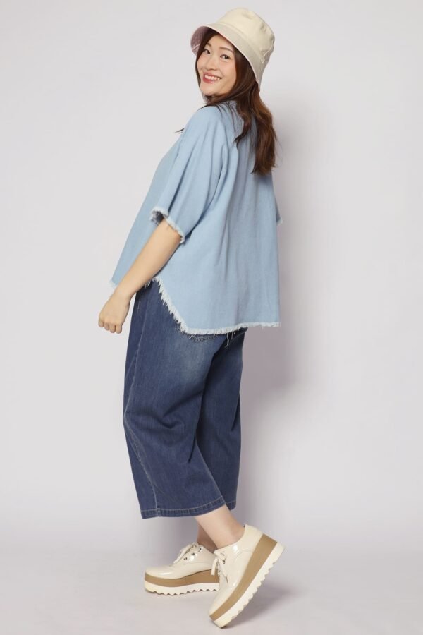 Johan Fringe Top in Blue Denim - Image 5