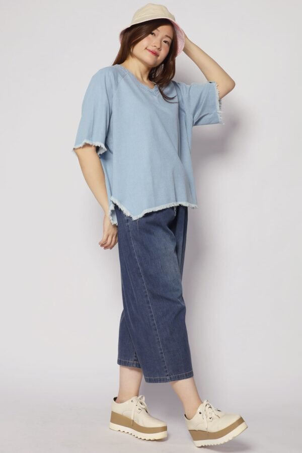 Johan Fringe Top in Blue Denim - Image 2