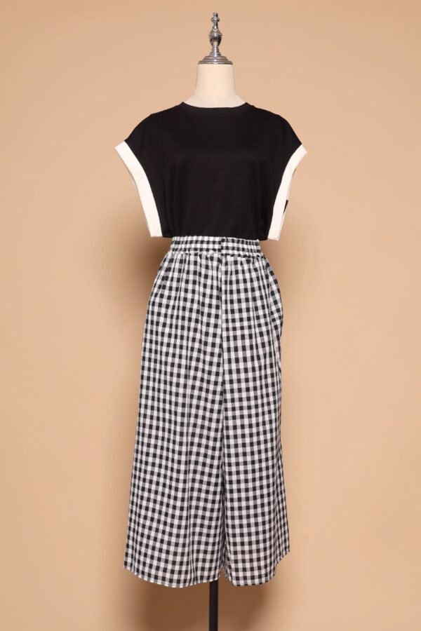 PO - Jun 2 in 1 Top and Checkered Culottes Set - Image 2