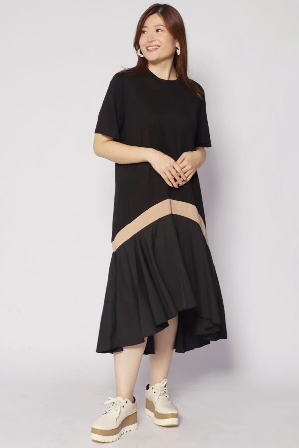 Leigh Colourblock Dress in Black - Image 4