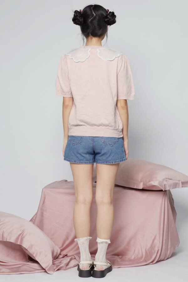 JOY - Miko Floral Embellishment Knit Top in Pastel Pink - Image 10
