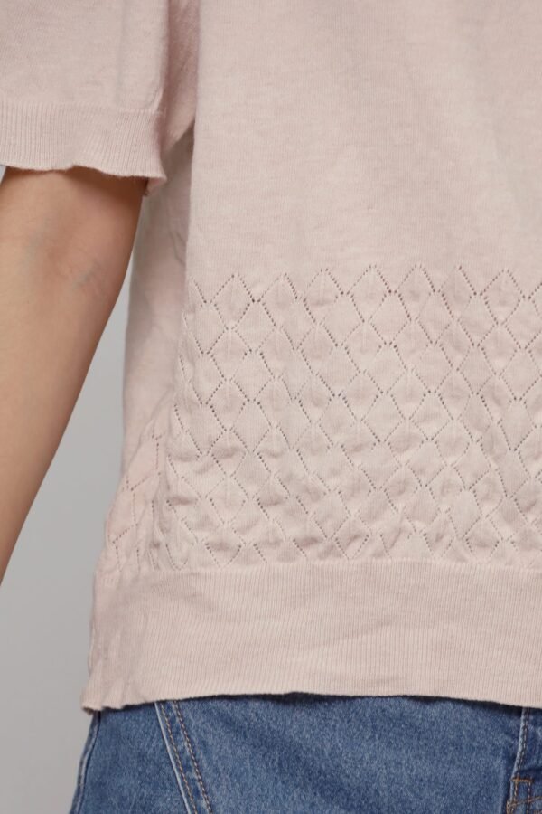 JOY - Miko Floral Embellishment Knit Top in Pastel Pink - Image 9