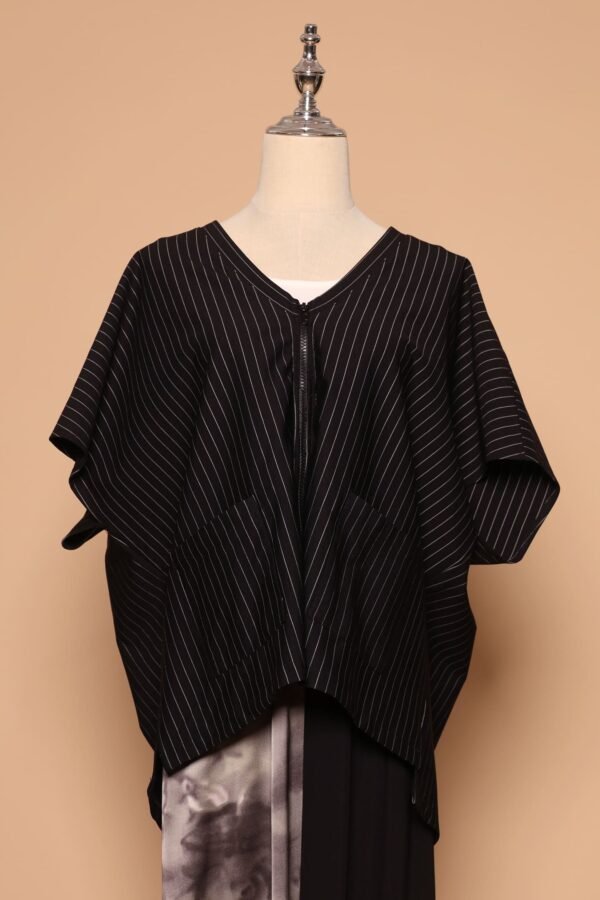 PO - Ryanne Zipper Jacket in Black Stripes - Image 2