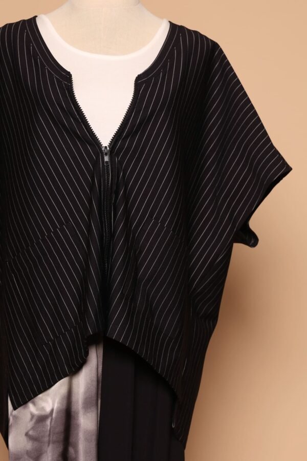PO - Ryanne Zipper Jacket in Black Stripes - Image 4
