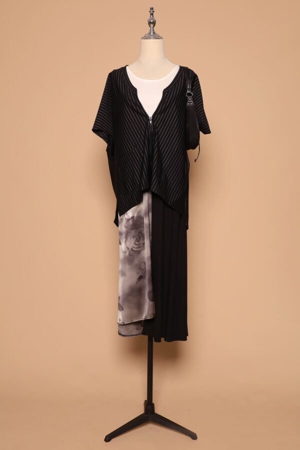 PO - Ryanne Zipper Jacket in Black Stripes - Image 3