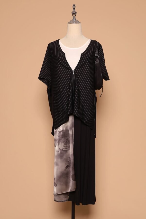 PO - Ryanne Zipper Jacket in Black Stripes - Image 5
