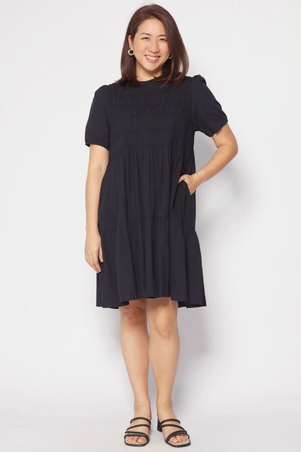 Sab Ruched Dress in Black - Image 3