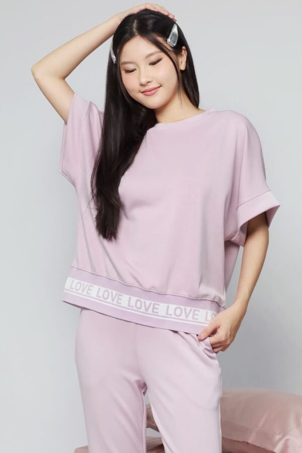 JOY - Saranghae 2 in 1 Top and Pants Set in Lilac Purple - Image 3