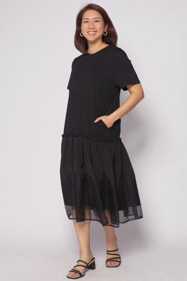 Valerie Netted Dress in Black - Image 2